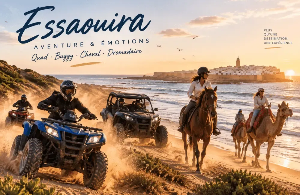 Activités Essaouira : combiner quad, buggy, balade à cheval et dromadaire entre plage et dunes