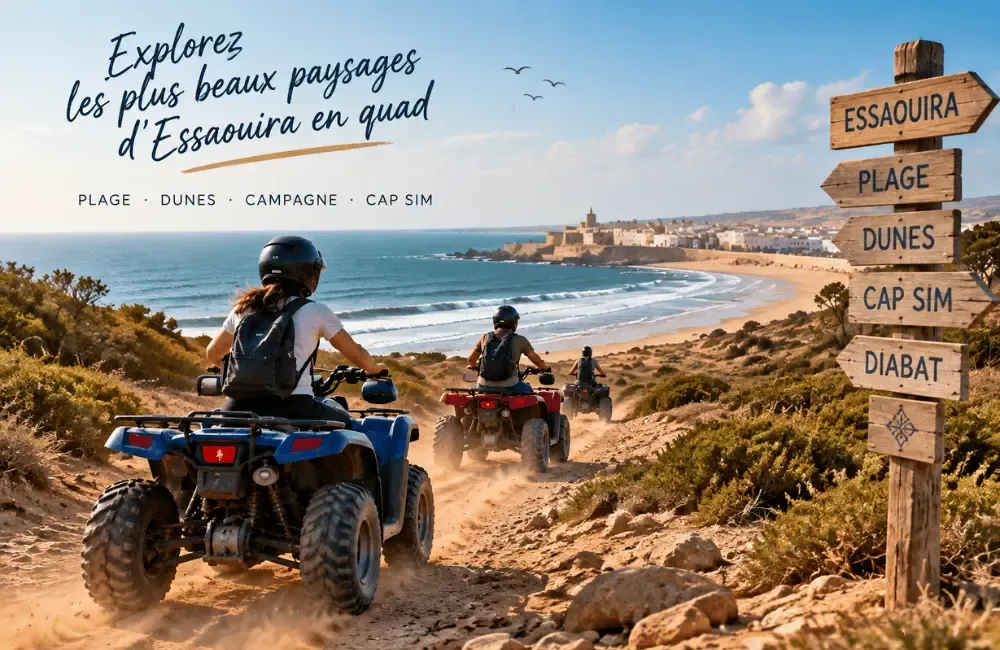 Circuit quad Essaouira : exploration des plus beaux paysages entre plage, dunes, campagne et Cap Sim