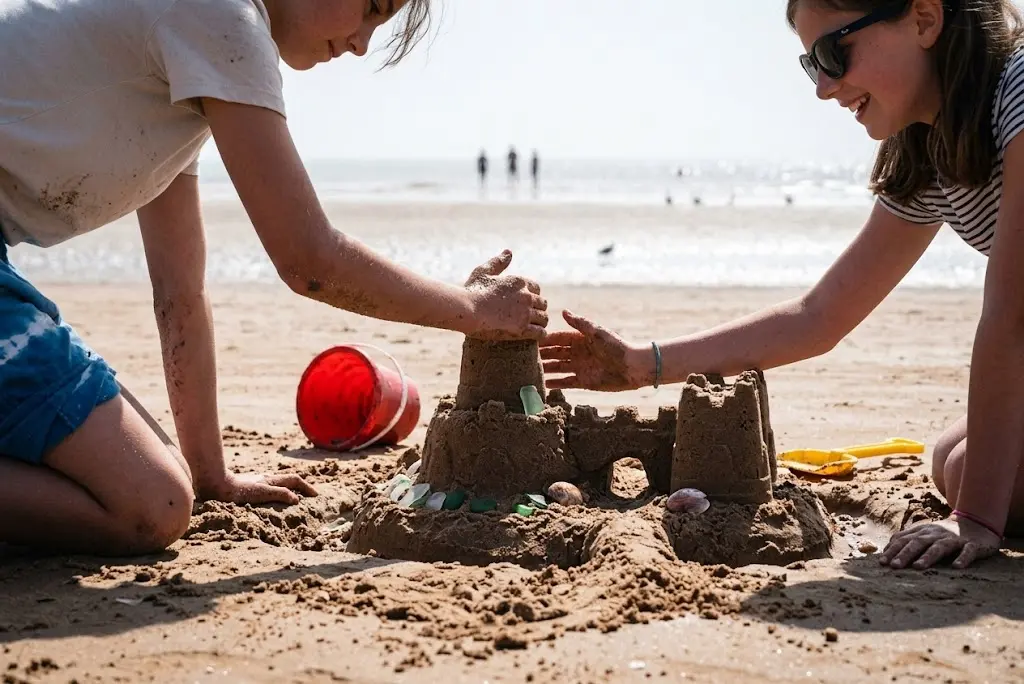 Randonnée équestre en famille sur la plage d'Essaouira